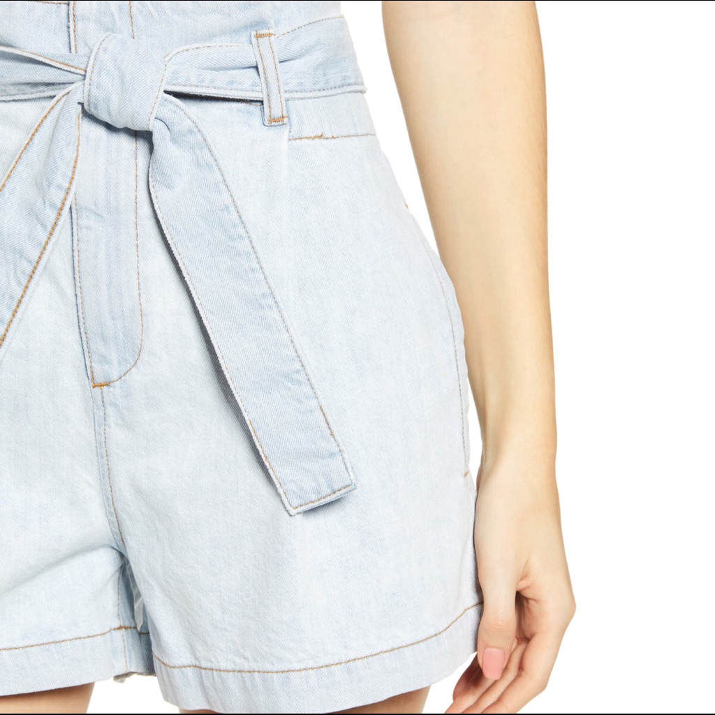 Dl1961 Camille Paper Bag High Waist Denim Shorts Sz 30 Light Blue